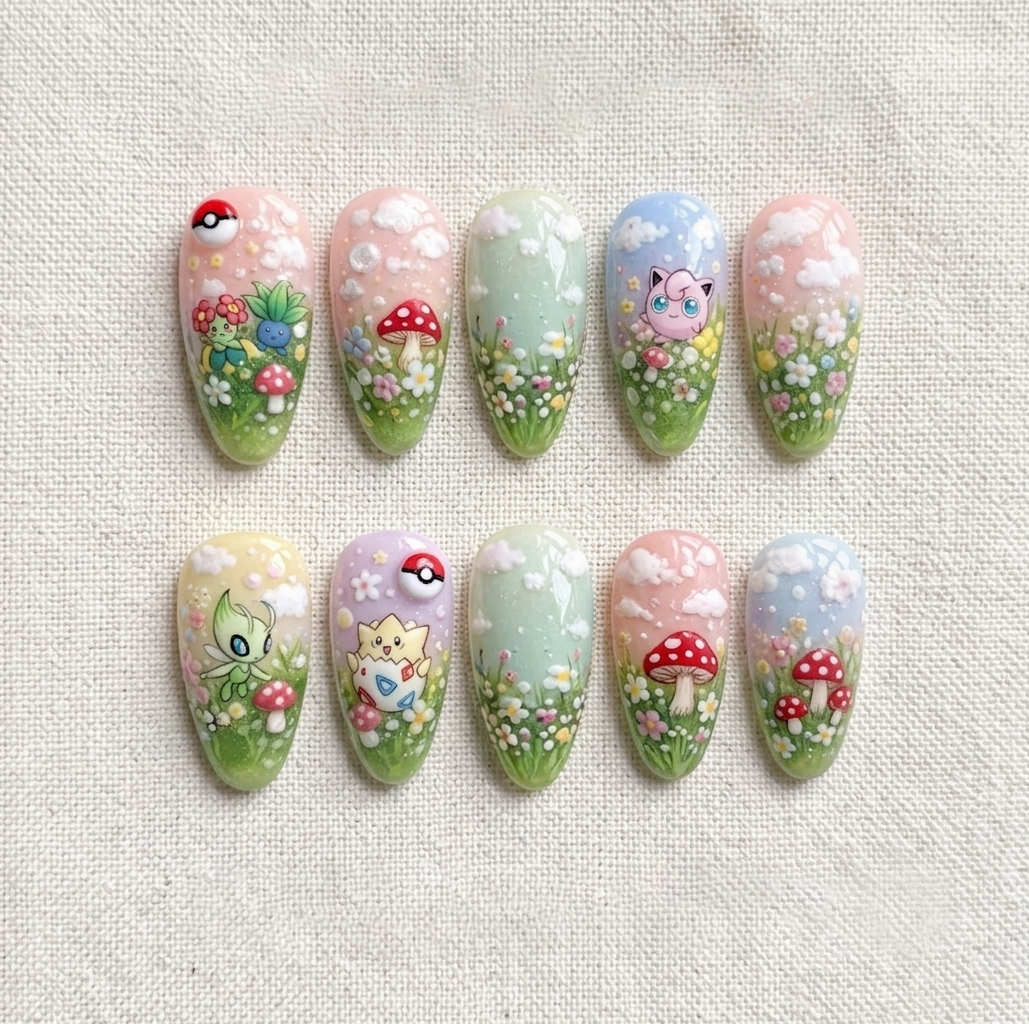 Pastel Meadow Pkm Nail Set