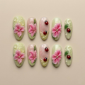 Pink Lily Ladybug Press On Nails