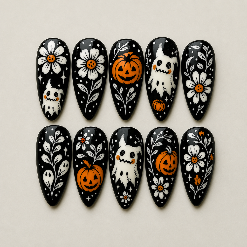 Spooky Daisy MikyuGhost Nails
