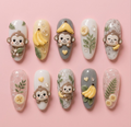Tiny Banana Mischief Monkeys Nail