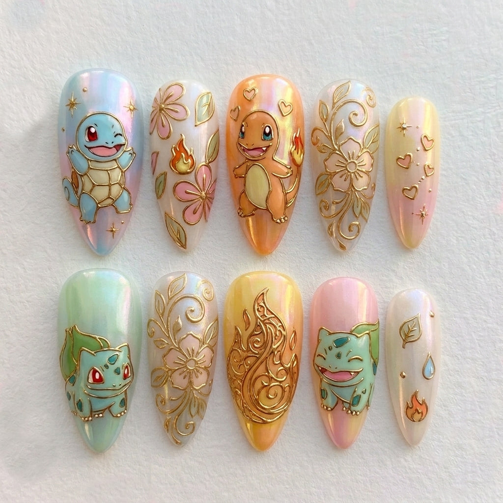 Pastel Pocket Monster Inspired Nails