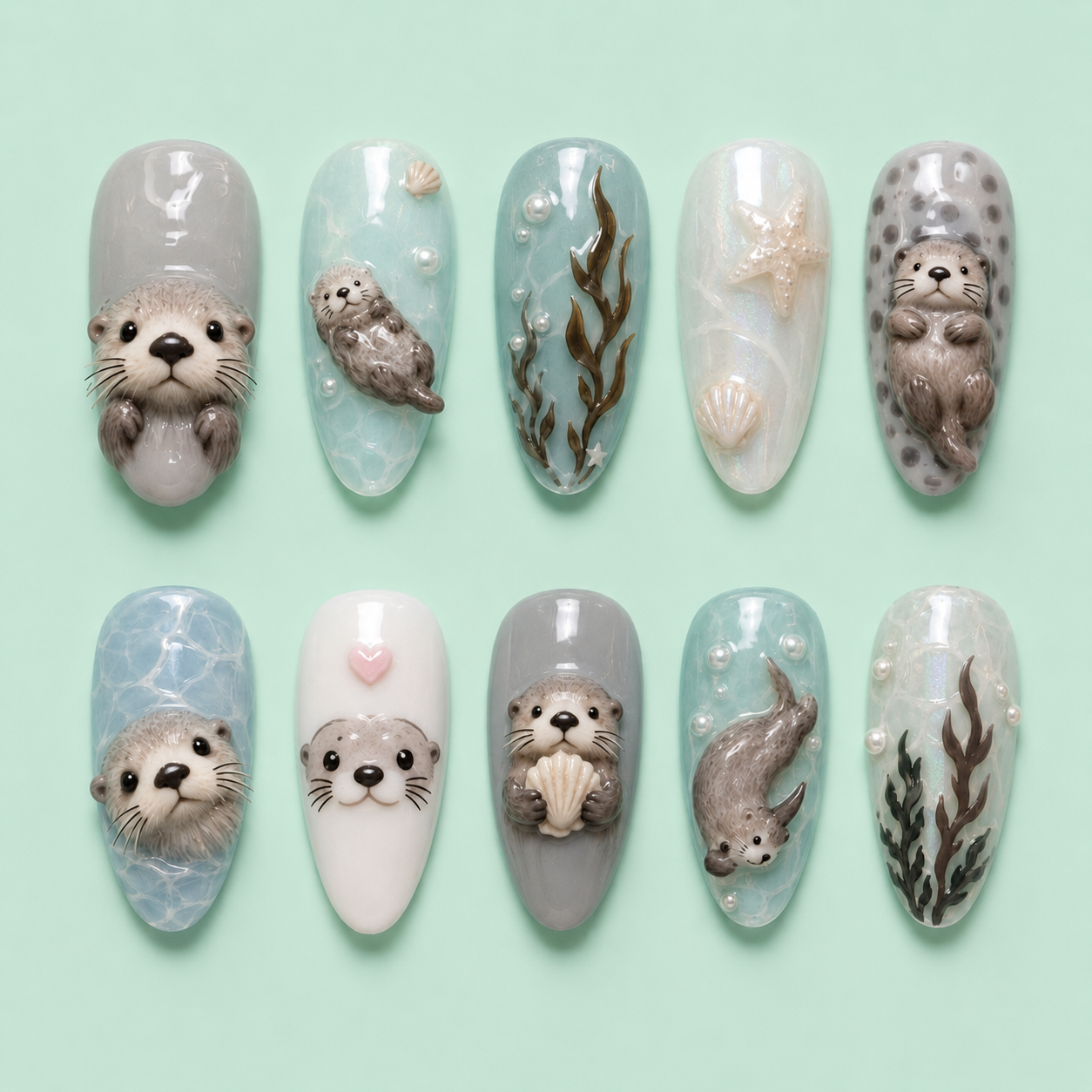 Sea Otter Cottagecore Press On Nails