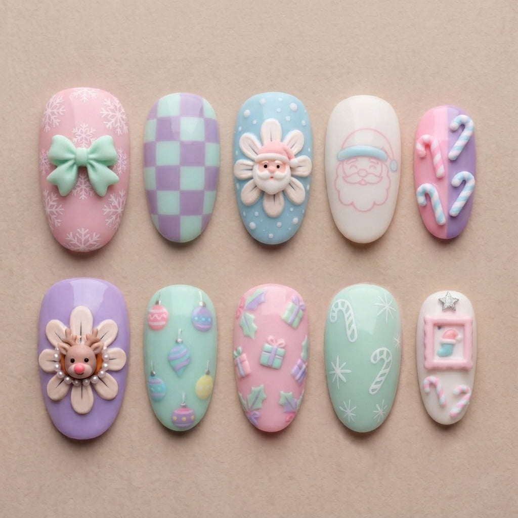 Pastel Christmas Wonderland Nails