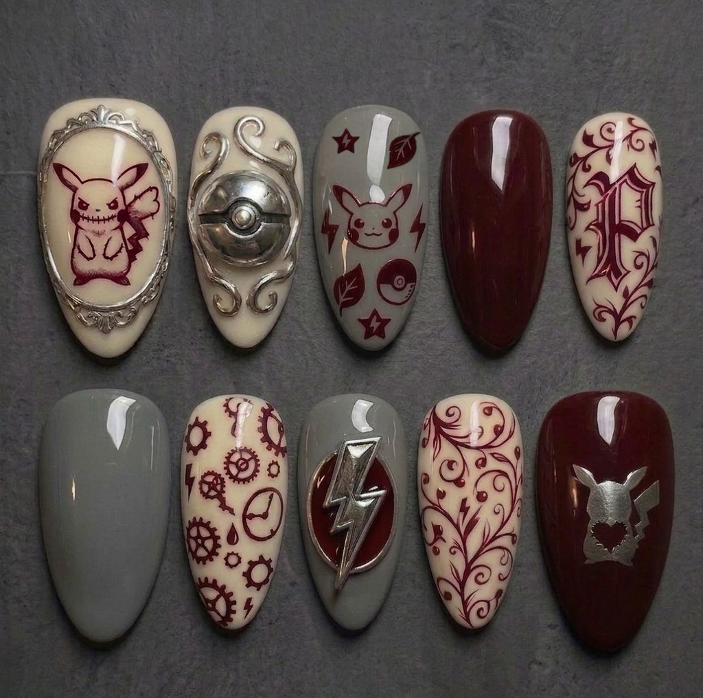 Gothic Thunder Emblem Press On Nails