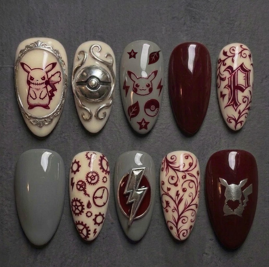 Gothic Thunder Emblem Press On Nails