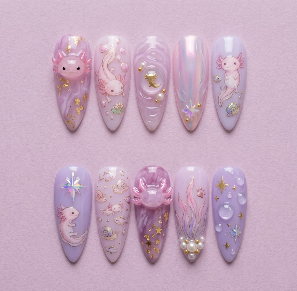 Axolotl Under The Stars Nail Set