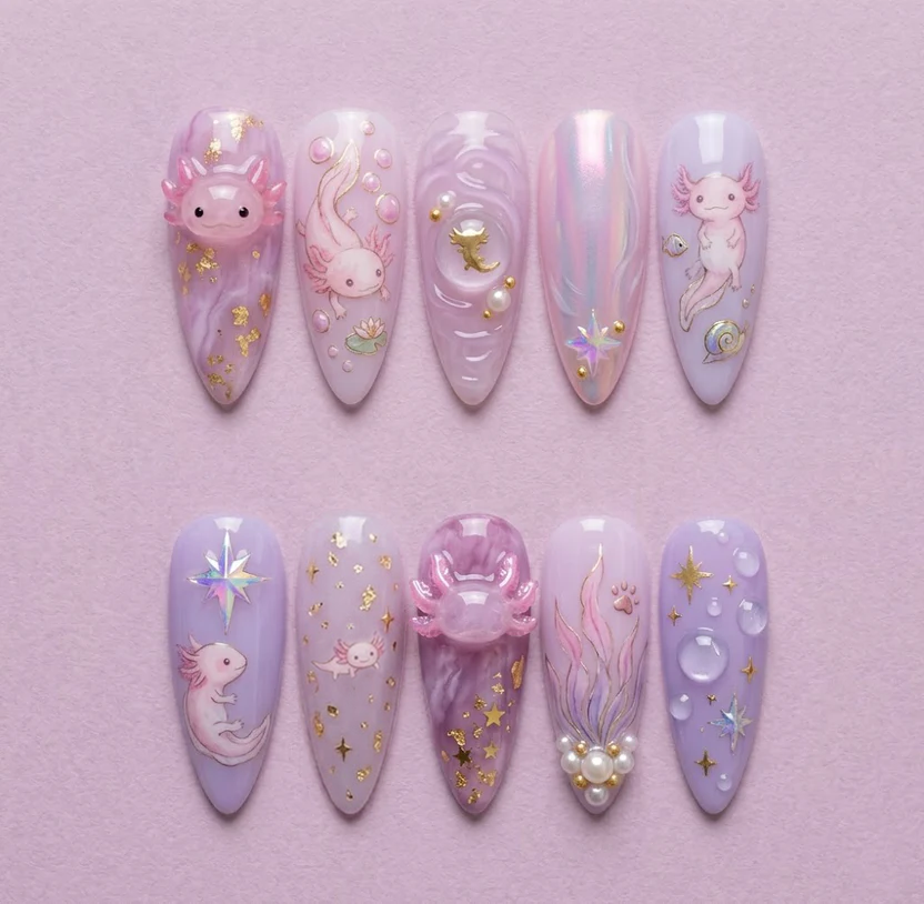 Axolotl Under The Stars Nail Set