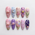 Dreamy Pink Sleepy Creature Press On Nails