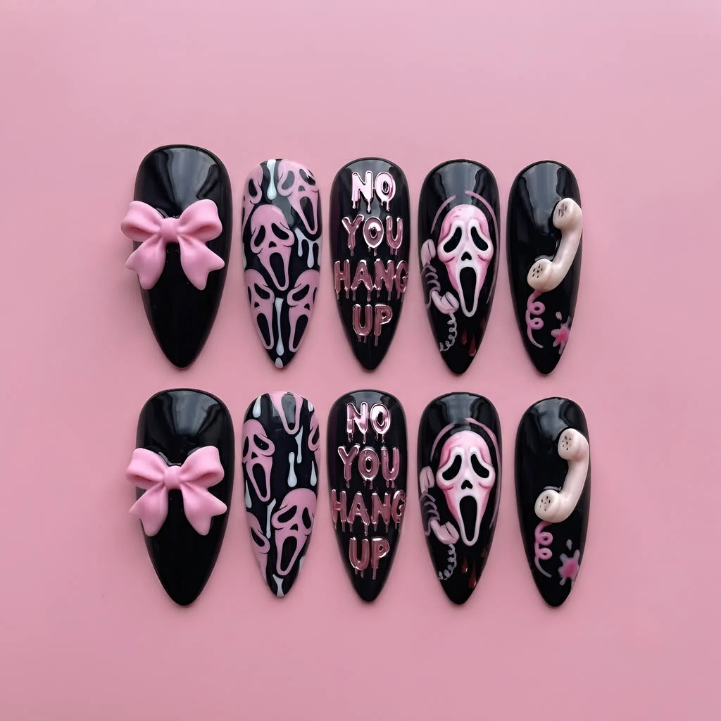 Pink Scream Horror Press On Nails