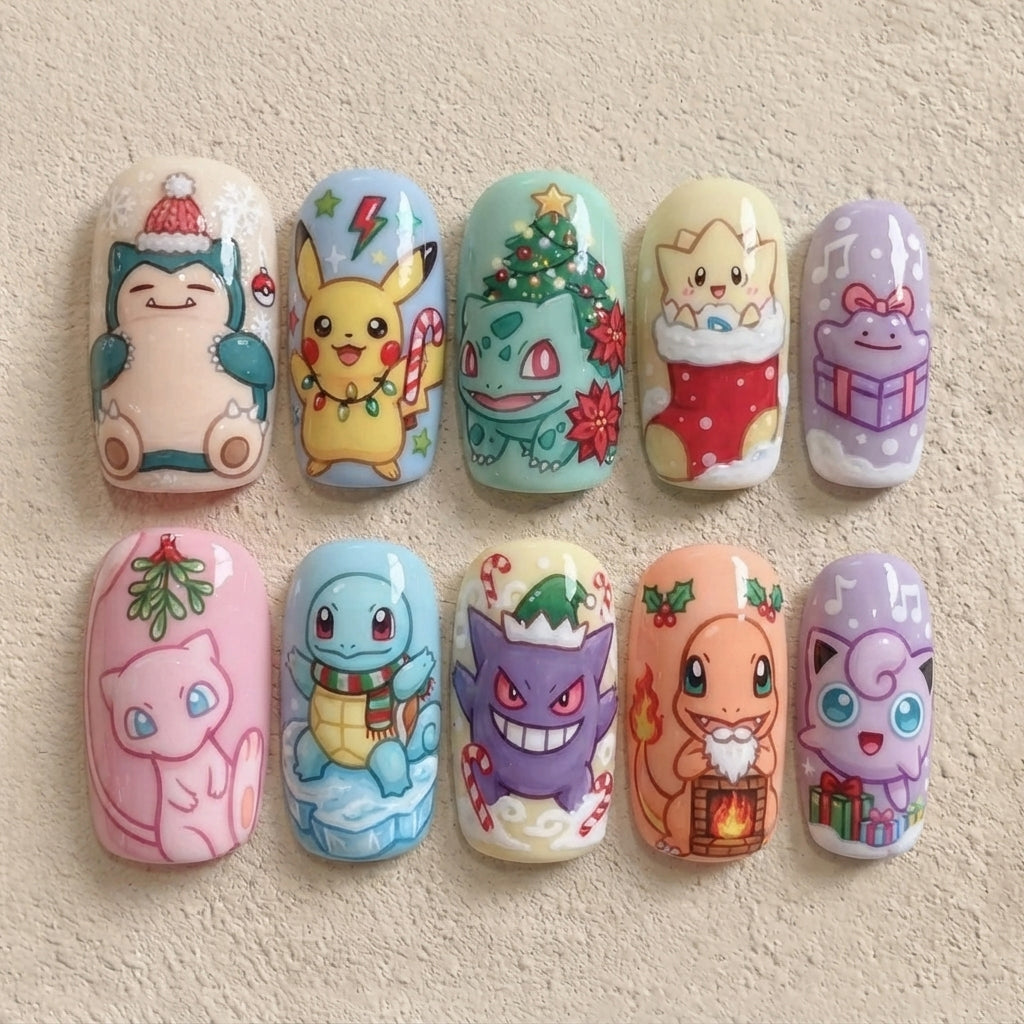 Christmas Wonderland Pocket Monster Nails