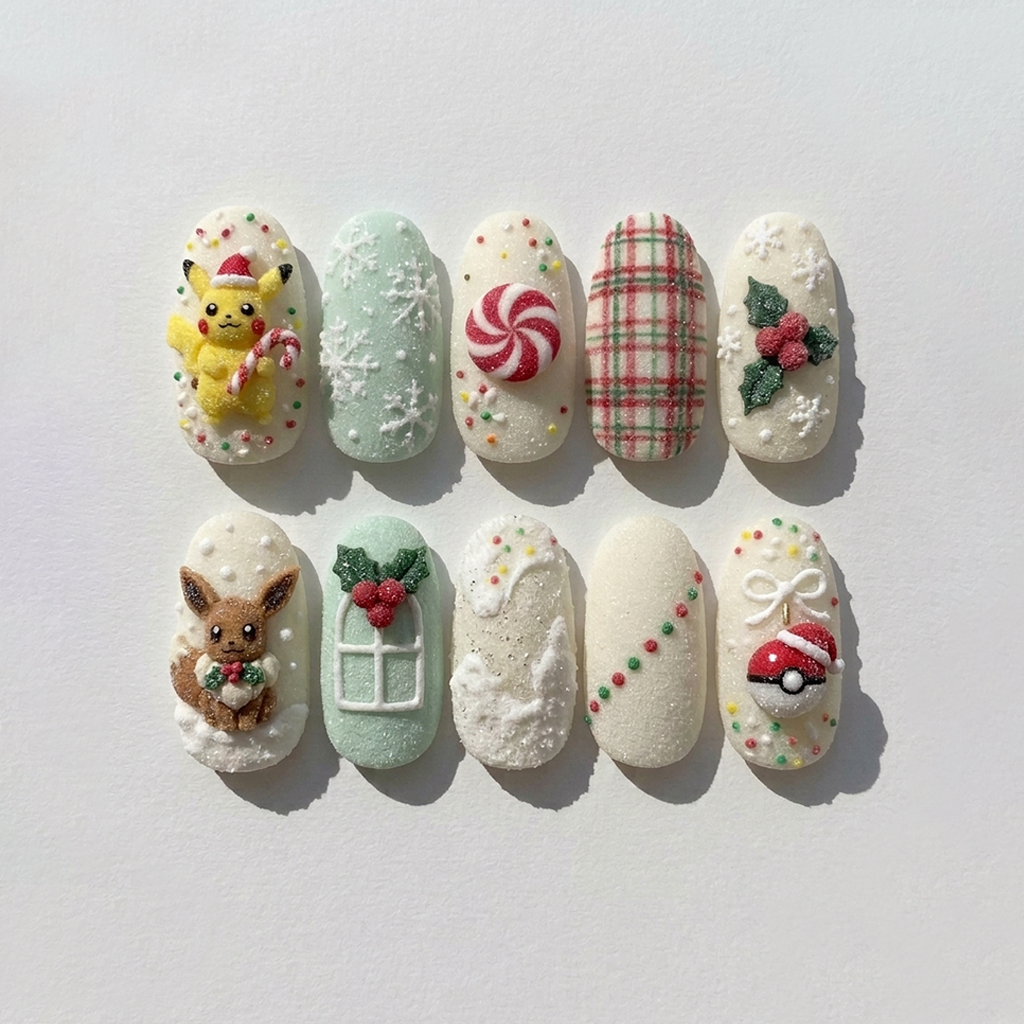 Holly Berries Pikaeevee Nails