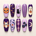 Spooky Purple Moon Halloween Nails