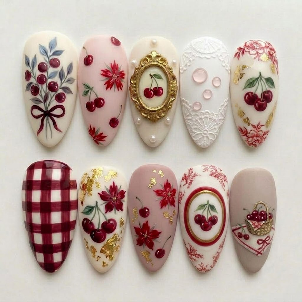Coquette Cherry Nails Press On Nails