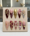 Burgundy Blossom Garden Nail Set
