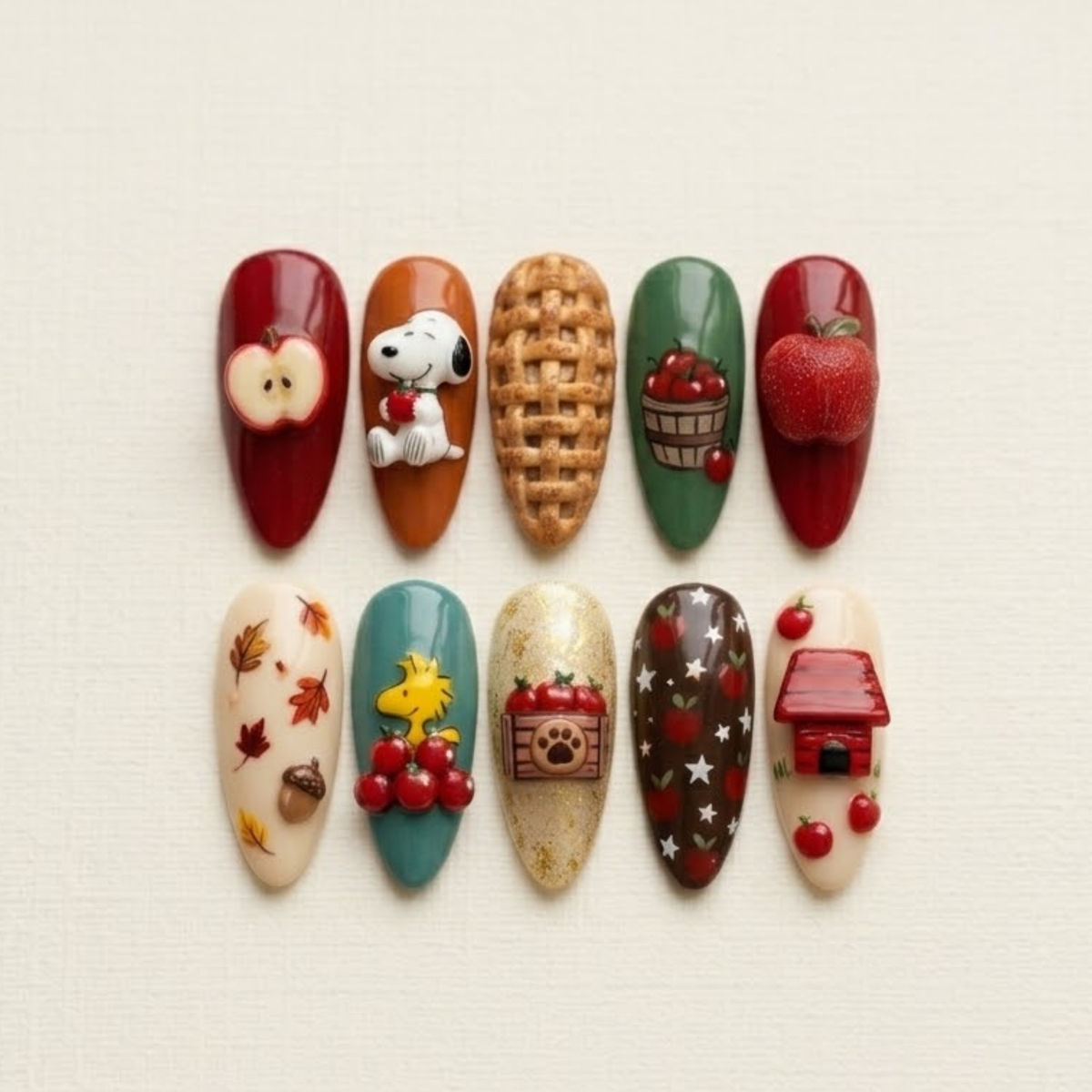 Autumn Beagle Apple Harvest Nails
