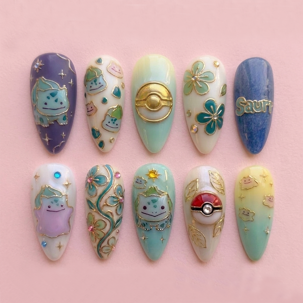 Bulbadito Mint Garden Nail Set