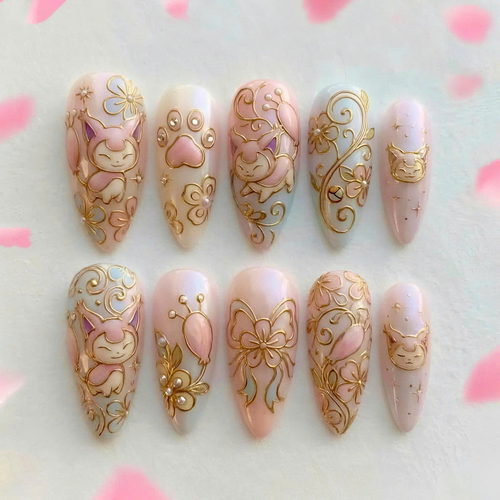 Kawaii Skitty Press On Nail