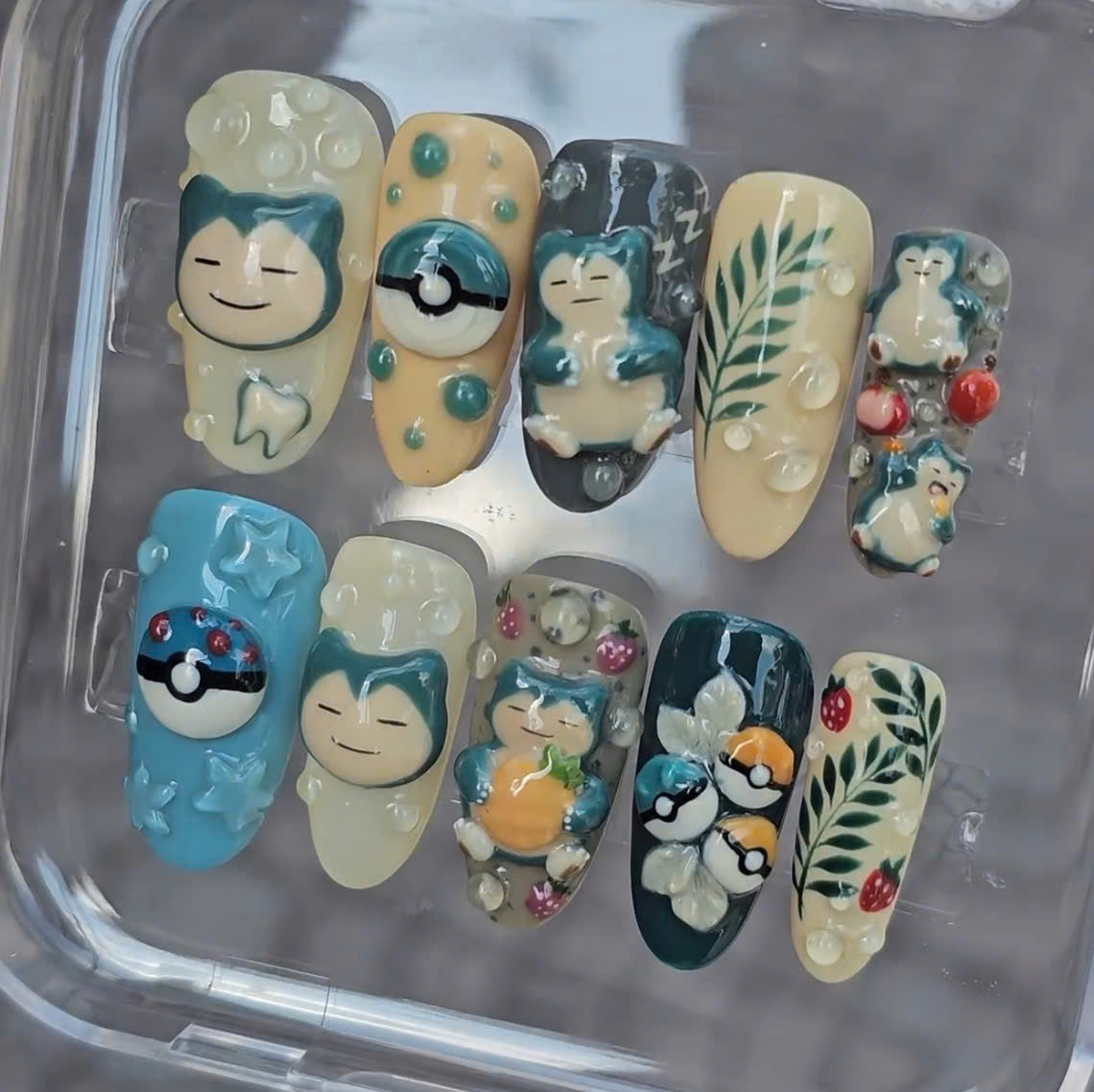 Sleepy Puffy Monster Press On Nails