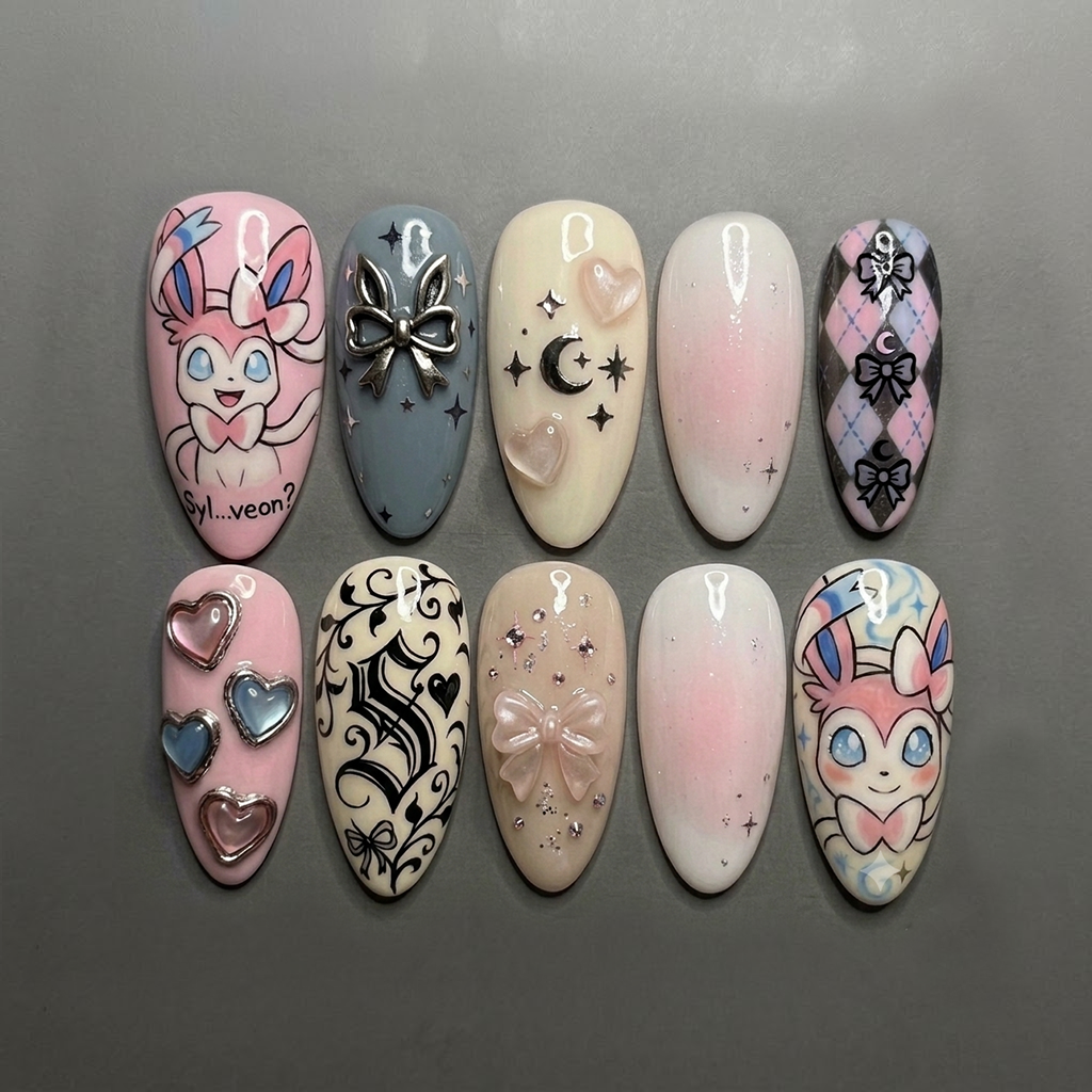 Pink Ribbon Pocket Fairy Nail Set