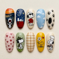 Vintage Cartoon Puppy Adventure Nail Set