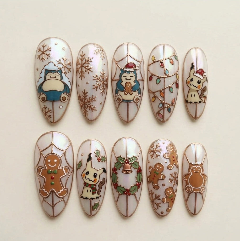 Frosted Gingerbread Snormikyu Nails