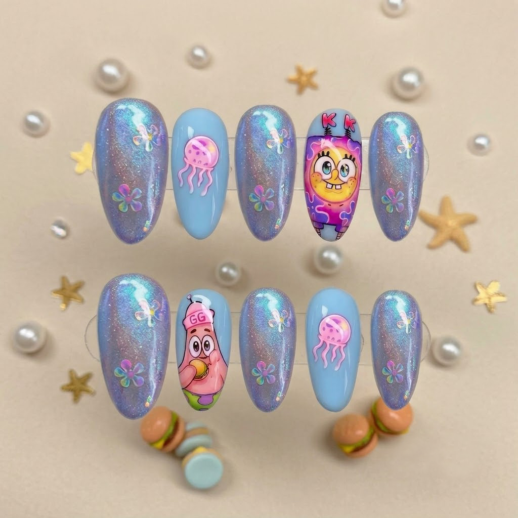 Sparkling Bikini Bottom Cute Nail Art