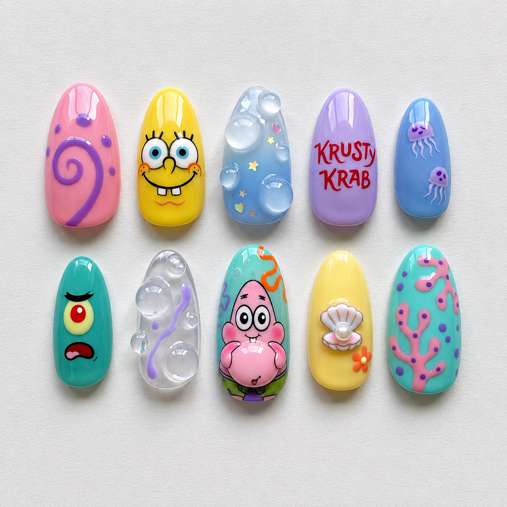 Ocean Submarine Cartoon Character Nail Set