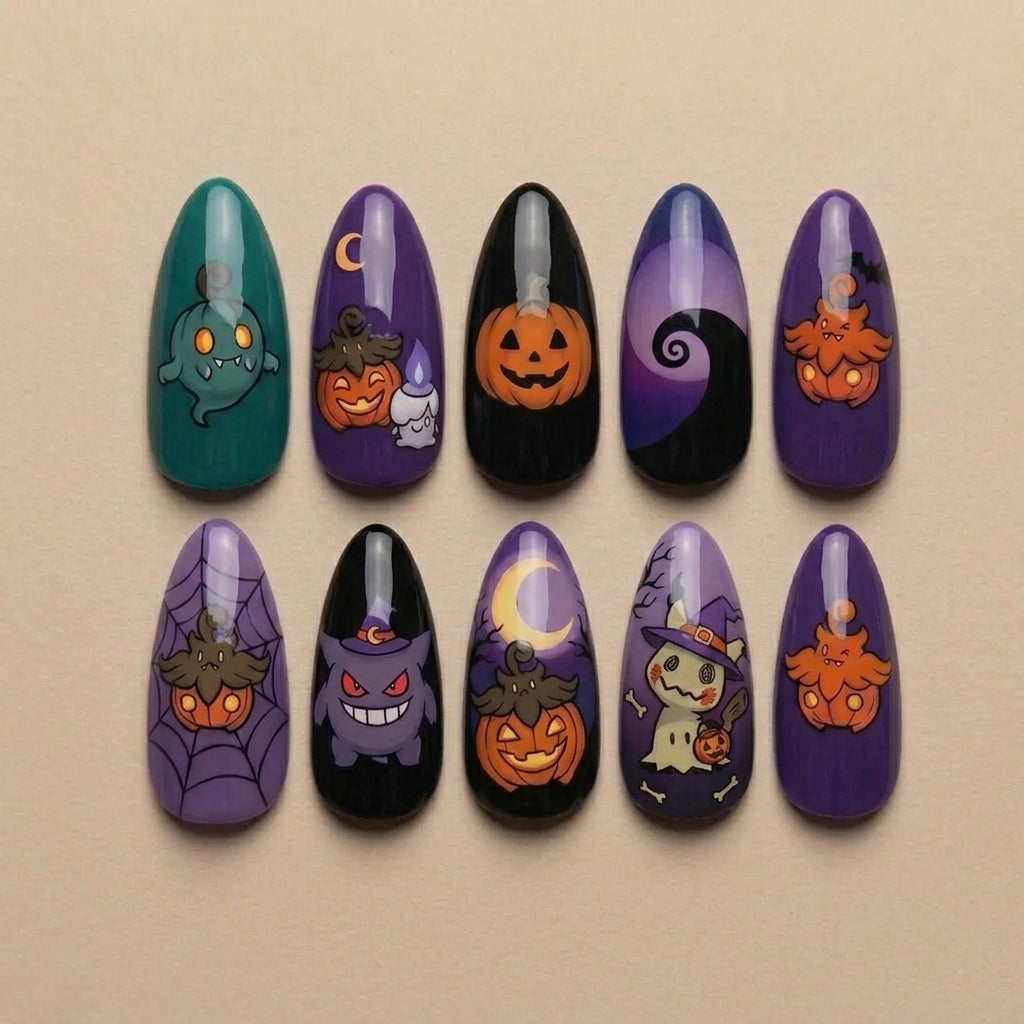 Moonlit Pumpkin Patch Nails