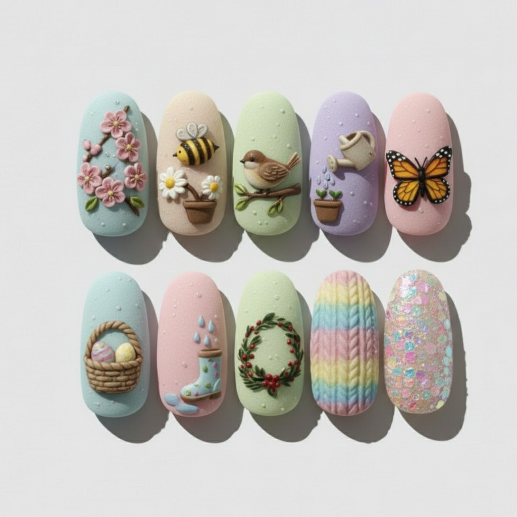 Cottagecore Fairy Spring Bee Press On Nails