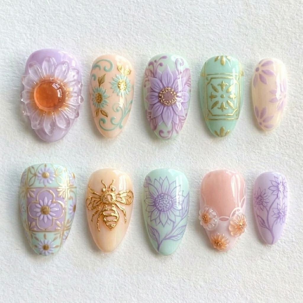 Pastel Sunflower Press On Nails