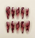 Crimson Glass Vein Stiletto Nails