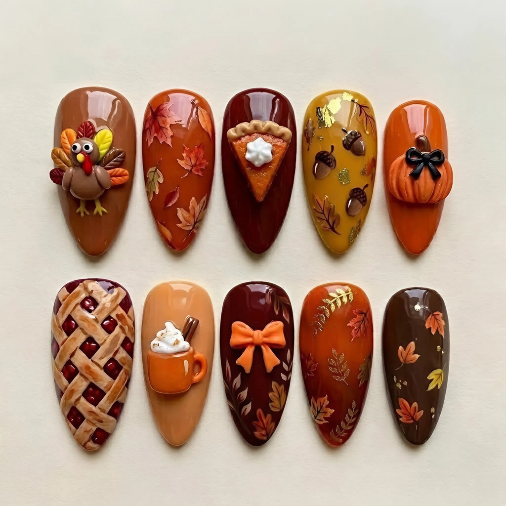 Thanksgiving Harvest Press On Nails