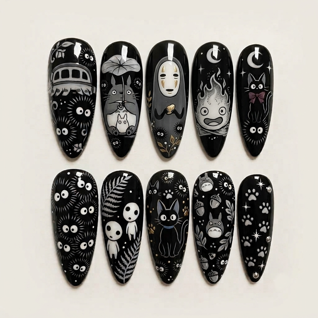 Darkghibli Anime Floral Nail