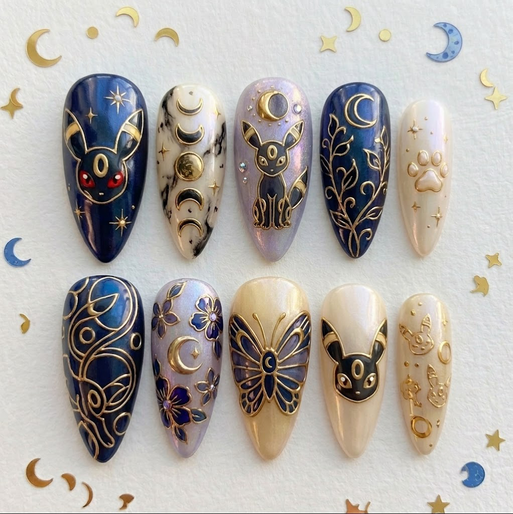 Mystic Lunar Poke Cat Press On Nail