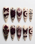 Burgundy Gothic Press On Nails