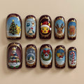 Vintage Burgundy Poke Christmas Nails