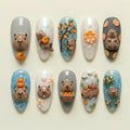 Cute Capybara and Tangerine Press On Nails