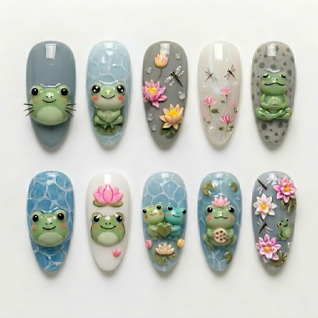 Cute Frog Press On Nails