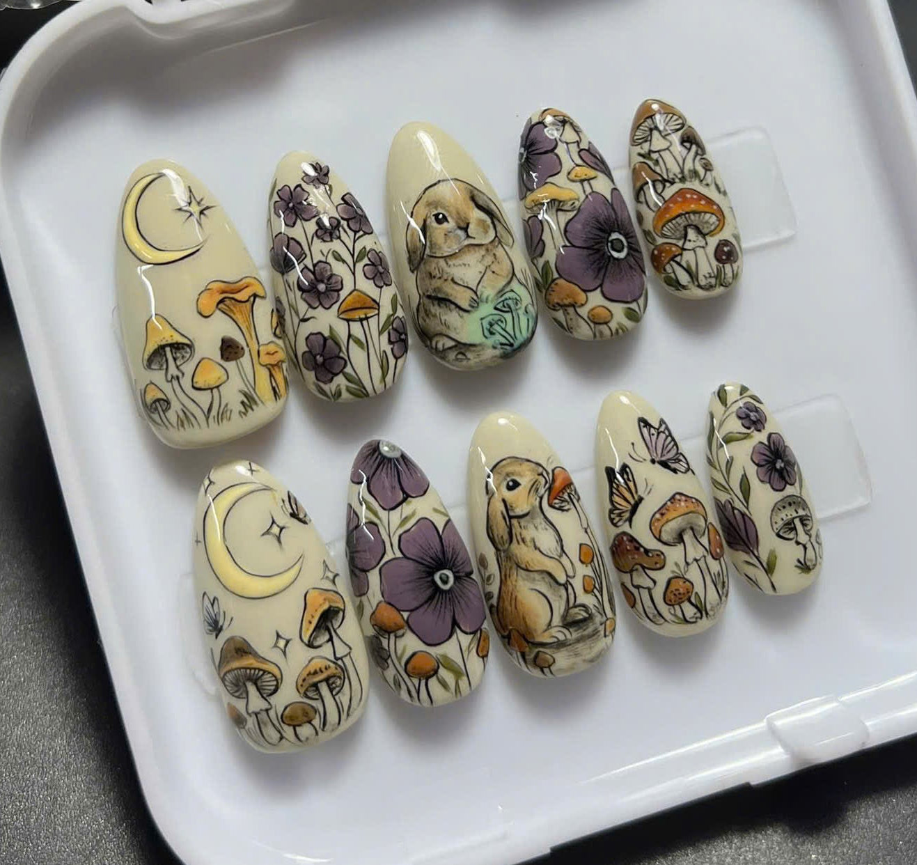 Cottagecore Bunny Mushroom Press On Nails
